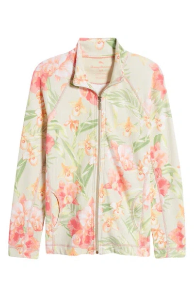 Tommy Bahama Aruba Fleur De Lei Front Zip Jacket In Cameo