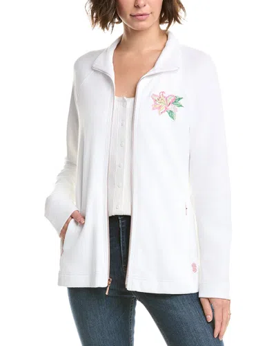 Tommy Bahama Aruba Tropical Bliss Embroidered Full Zip Sweatshirt In White