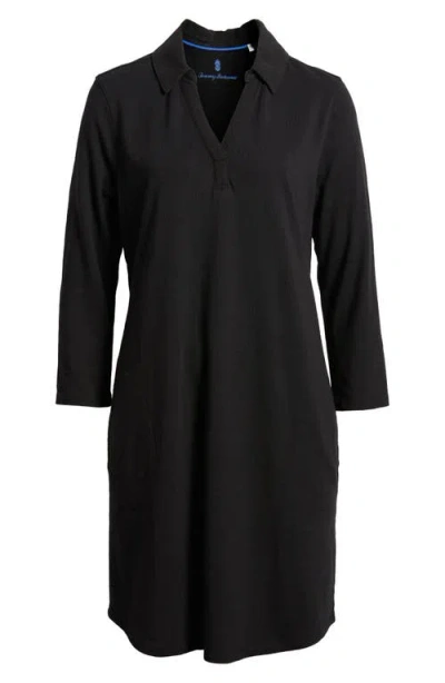 Tommy Bahama Ashby Isles Long Sleeve Cotton Jersey Polo Dress In Black