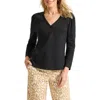 Tommy Bahama Ashby Stretch Cotton Slub Henley Top In Black