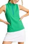 Tommy Bahama Aubrey Half-zip Sleeveless Top In Hawaiian Holly