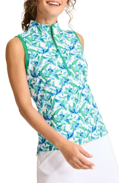 Tommy Bahama Aubrey Seaside Brights Sleeveless Half Zip Top In White