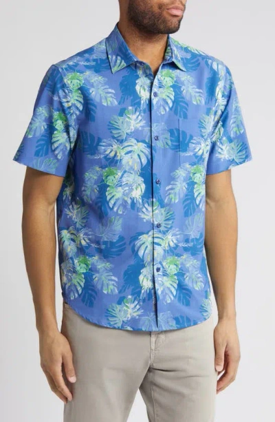Tommy Bahama Bahama Coast Marina Fronds Short Sleeve Button-up Shirt In Capri Blue