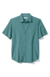 Tommy Bahama Bahama Coast Sandypoint Solid Islandzone® Short Sleeve Button-up Shirt In Sea Jade