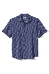 Tommy Bahama Bahama Coast Tropic Geoscape Islandzone® Short Sleeve Button-up Shirt In Blue