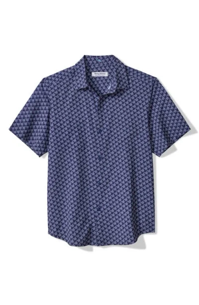 Tommy Bahama Bahama Coast Tropic Geoscape Islandzone® Short Sleeve Button-up Shirt In Blue