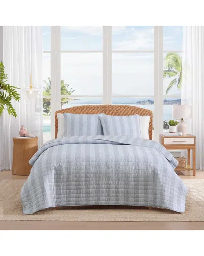 Tommy Bahama Bahama Weekend Stripe Cotton Quilt Set In Blue