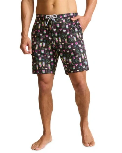 Tommy Bahama Baja Colada Sunrise Swim Trunks In Jet Black