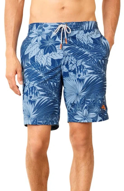 Tommy Bahama Baja Santiago Palms Board Shorts In Dk Blue Muse