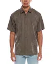 Tommy Bahama Maui Border Silk Short Sleeve Button-up Shirt In Gray
