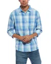 Tommy Bahama Barbados Breeze Beach Day Check Linen-blend Shirt In Blue
