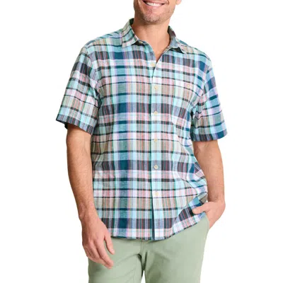 Tommy Bahama Barbados Breeze Tavira Check Short Sleeve Stretch Linen Blend Button-up Shirt In Multi