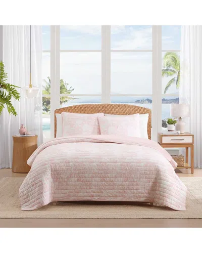 Tommy Bahama Beach Bluff Toile Cotton Percale Quilt Set In Pink