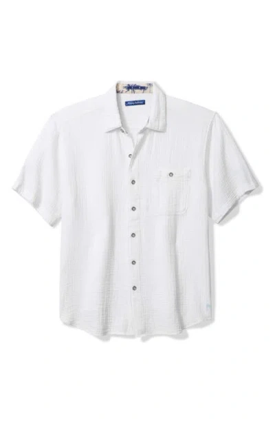 Tommy Bahama Beachside Cruiser Crinkled Short Sleeve Cotton Button-up Shirt In White