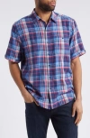 TOMMY BAHAMA TOMMY BAHAMA BEACHSIDE PLAID SHORT SLEEVE STRETCH BUTTON-UP SHIRT