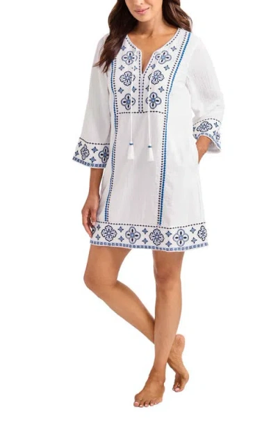 Tommy Bahama Bella Breeze Embroidered Cover-up Tunic In White