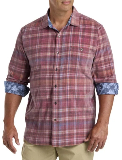 Tommy Bahama Coastline Cord Harbor Check Sport Shirt In Aged Claret