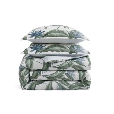 Tommy Bahama Birds Of Paradise Cotton Reversible Blue Comforter Set In Green