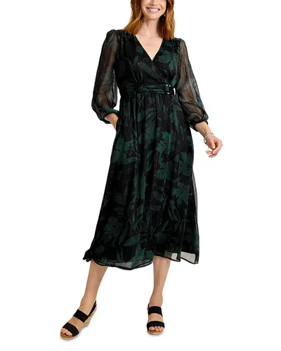 Tommy Bahama Bloom Beauty Metallic Long Sleeve Maxi Dress In Black