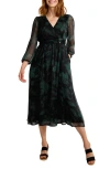 Tommy Bahama Bloom Beauty Metallic Long Sleeve Maxi Dress In Black