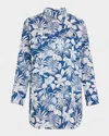 Tommy Bahama Blooms Boyfriend Shirt In Indigo Tide