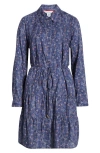 Tommy Bahama Blue Sea Flora Long Sleeve Cotton Shirtdress In Blue