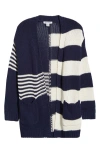 Tommy Bahama Boardwalk Stripe Cotton Open Front Cardigan In Blue