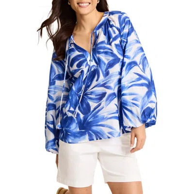 Tommy Bahama Bravo Blooms Cotton & Silk Peasant Top In White