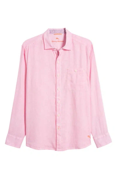 Tommy Bahama Breeze Linen Blend Shirt In Bright Pink