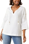 TOMMY BAHAMA BREEZY PALMS EMBROIDERED LINEN TUNIC TOP