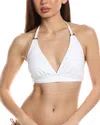 Tommy Bahama Eyelet Hideaway Halter Bikini Top In White