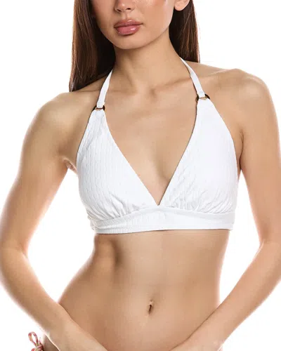 Tommy Bahama Eyelet Hideaway Halter Bikini Top In White