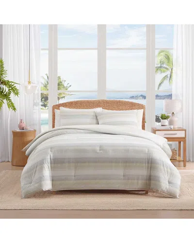Tommy Bahama Canal Island Stripe Cotton Comforter Set In White