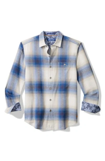 Tommy Bahama Canyon Beach Orcas Ombré Plaid Cotton Flannel Button-up Shirt In Blue
