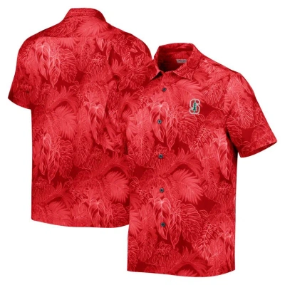 Tommy Bahama Cardinal Stanford Cardinal Coast Luminescent Fronds Islandzone Button-up Camp Shirt In Red