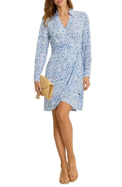 Tommy Bahama Carmela Coastal Sands Long Sleeve Wrap Shirtdress In Blue