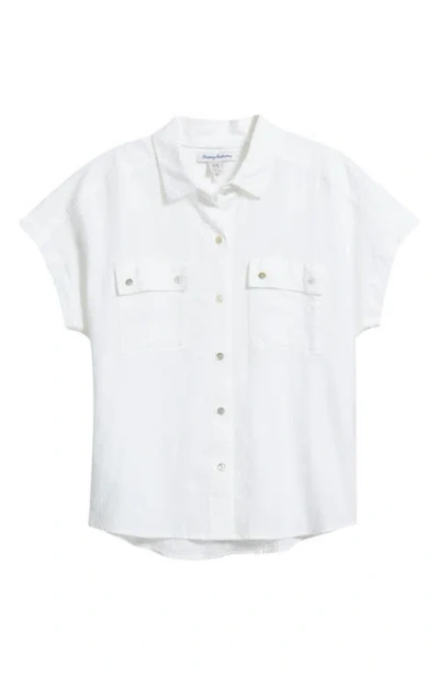 Tommy Bahama Castialina Utility Linen Button-up Shirt In White