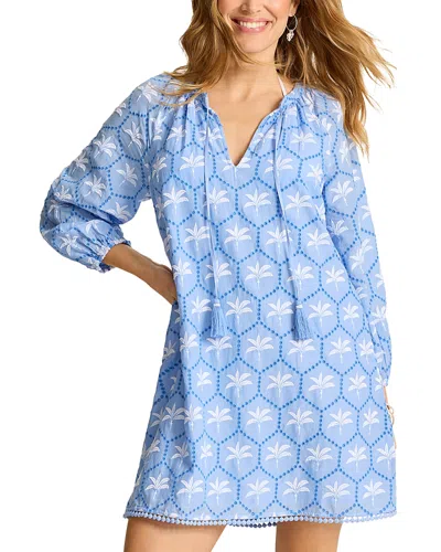 Tommy Bahama Catalina Coast Eyelet Long Sleeve Cover-up Dress In Blue