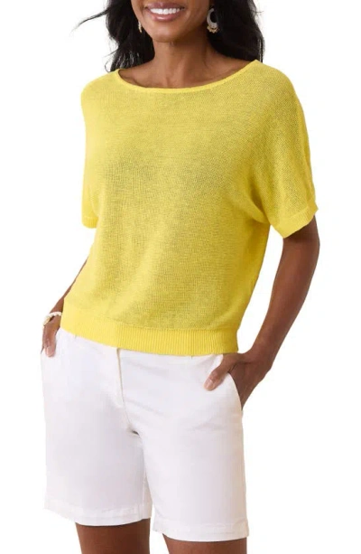 Tommy Bahama Cedar Linen Sweater In Lemon Shine