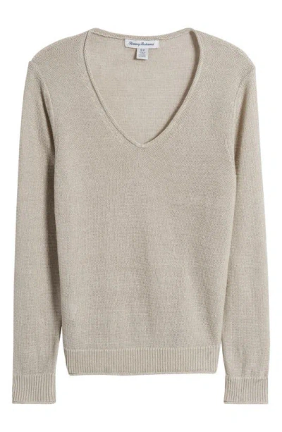 Tommy Bahama Cedar V-neck Linen Sweater In Natural