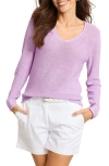 Tommy Bahama Cedar V-neck Linen Sweater In Sleepy Violet