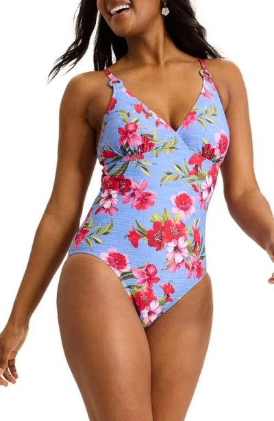 Tommy Bahama Chambray Beach Floral One-piece Swimsuit In Multi
