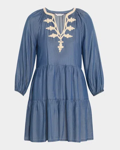Tommy Bahama Chambray Embroidered Mini Dress