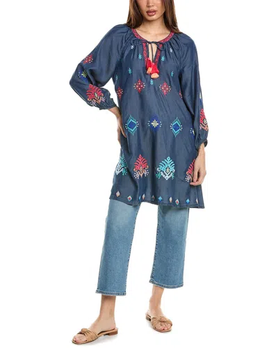 TOMMY BAHAMA TOMMY BAHAMA CHAMBRAY IKAT SPLIT NECK TUNIC