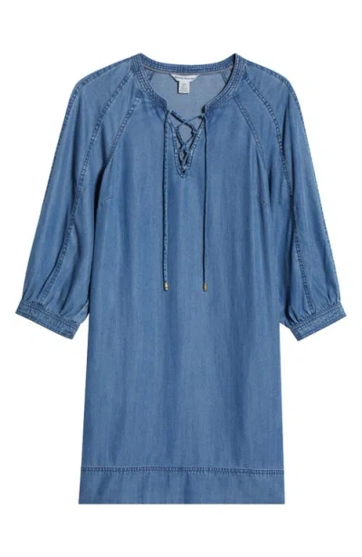 Tommy Bahama Chambray O'lei Lace-up Shift Dress In Blue