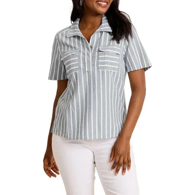 Tommy Bahama Chambray Stripe Utility Shirt In Gray