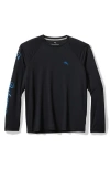 Tommy Bahama Chill Time Surf Islandzone® Long Sleeve Rashguard In Jet Black