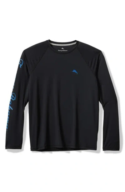 Tommy Bahama Chill Time Surf Islandzone® Long Sleeve Rashguard In Jet Black
