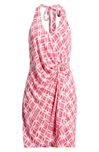 Tommy Bahama Clara Faux Wrap Halter Dress In Glowing Azalea