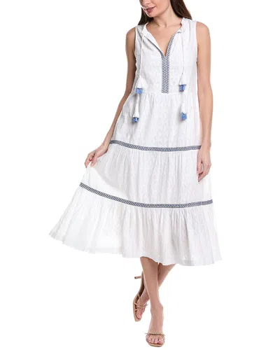 Tommy Bahama Clip Embroidered Tier Maxi Dress In White